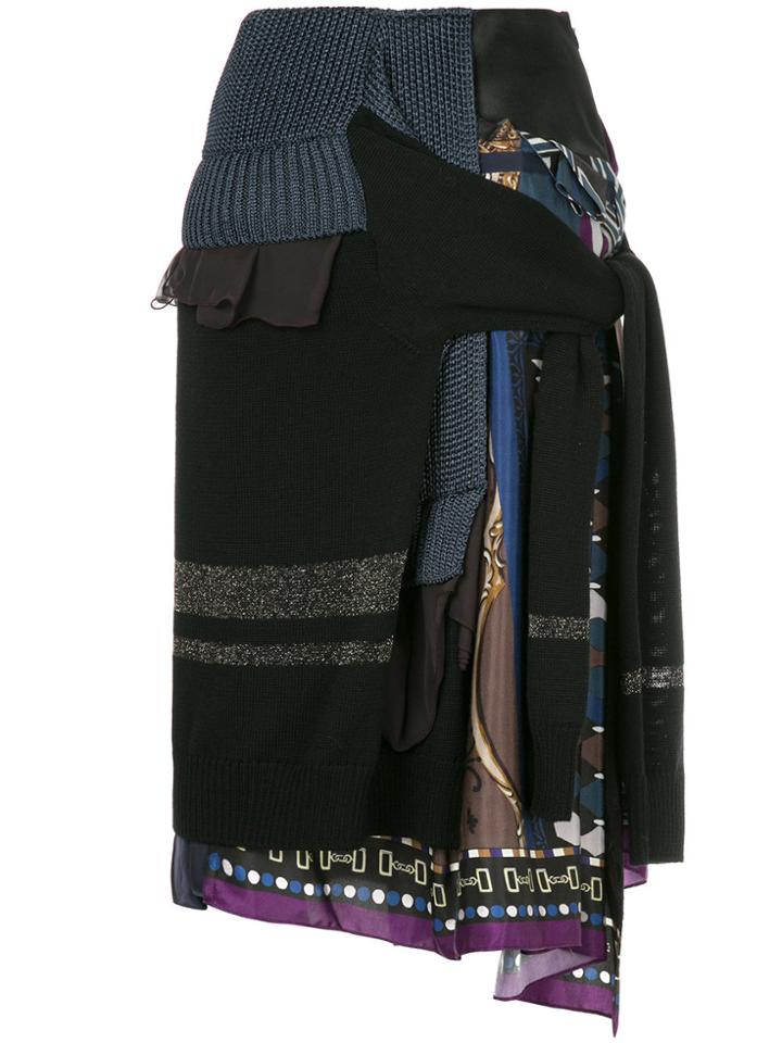 Kolor Patchwork Knit Skirt - Blue