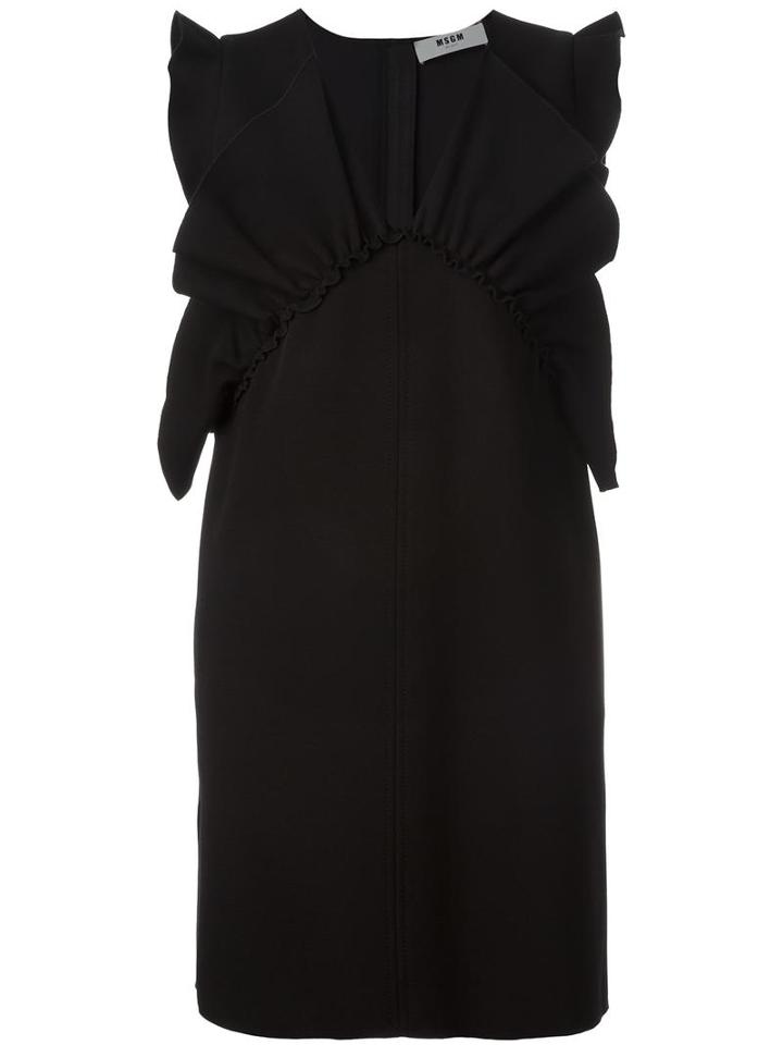 Msgm Ruffled Shift Dress, Women's, Size: 44, Black, Polyester/viscose/spandex/elastane