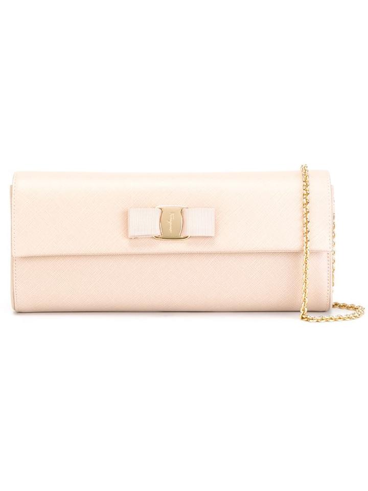Salvatore Ferragamo 'vara' Clutch, Women's, Nude/neutrals, Calf Leather