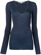 Stella Mccartney Glitter V-neck Sweater - Blue