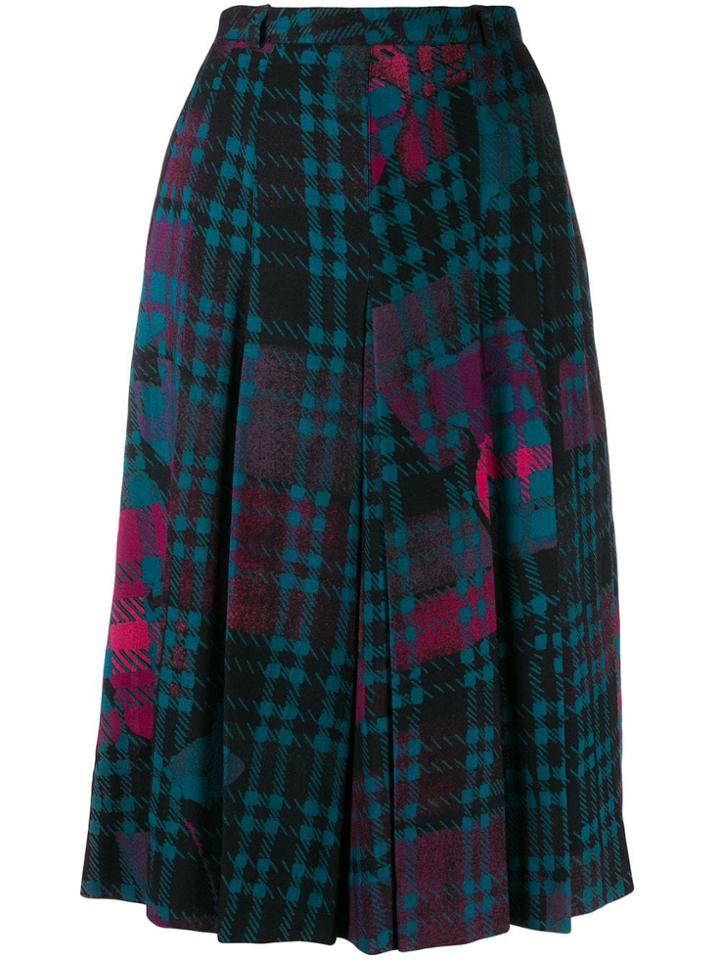Jean Louis Scherrer Pre-owned 1970's Check Midi Skirt - Blue