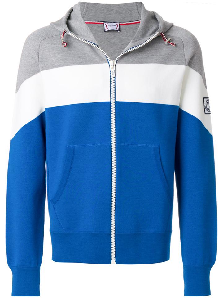 Moncler Gamme Bleu Contrast Panel Hooded Jacket - Blue
