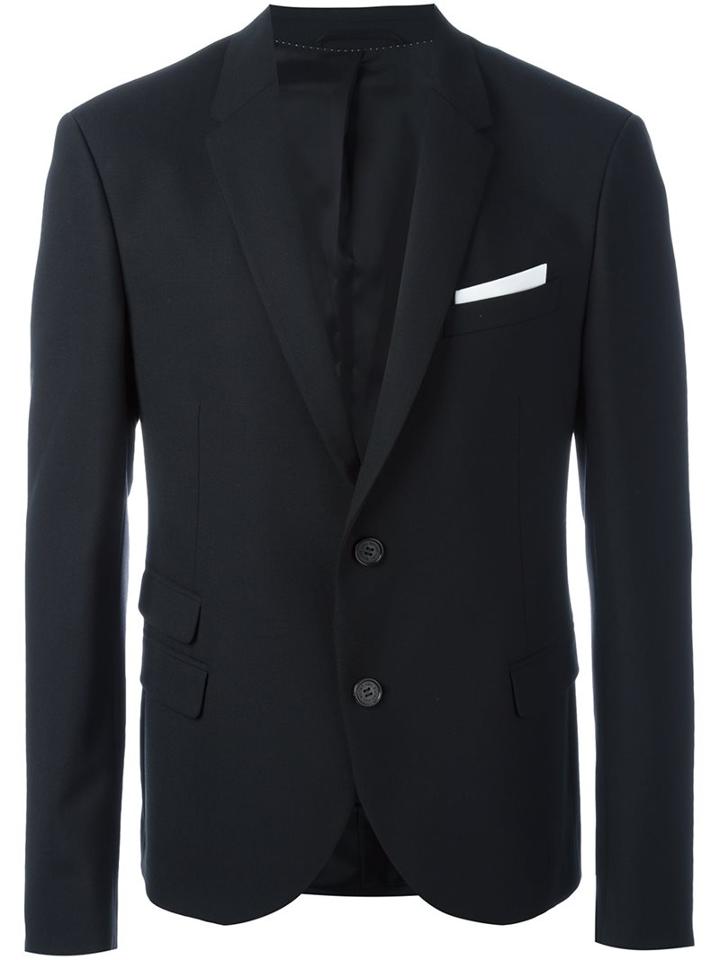 Neil Barrett Flap Pocket Blazer, Men's, Size: 54, Black, Polyester/spandex/elastane/virgin Wool