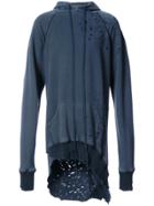 Greg Lauren Long Destroyed Hoodie - Blue