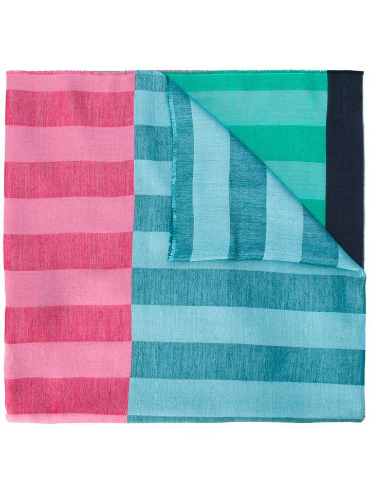 Ps By Paul Smith Colour Block Striped Scarf, Women's, Blue, Silk/cotton/viscose