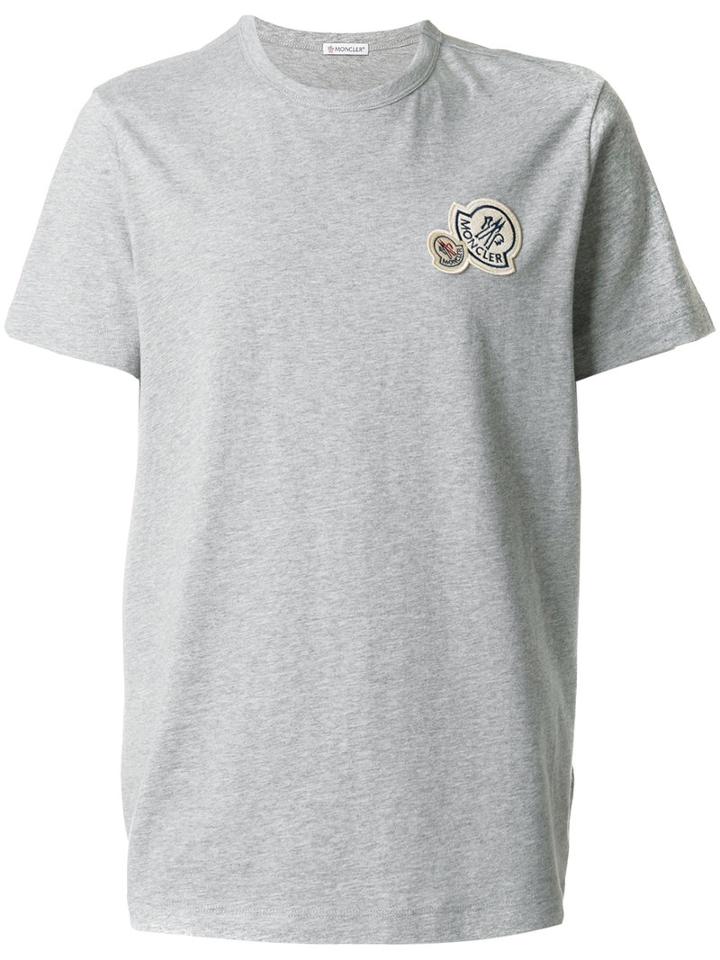 Moncler - Double Logo Plaque T-shirt - Men - Cotton - L, Grey, Cotton