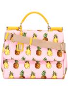 Dolce & Gabbana Pineapple Print Bag, Women's, Pink/purple, Cotton/leather