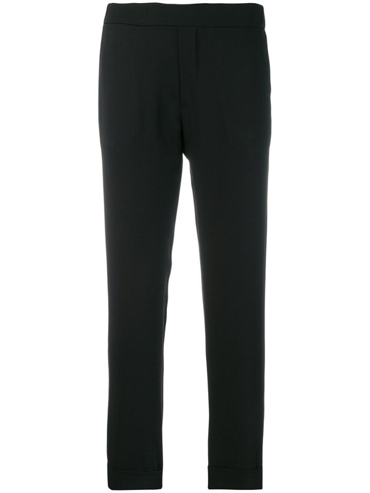P.a.r.o.s.h. Elasticated Waist Cropped Trousers - Black
