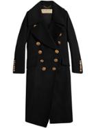 Burberry Bird Button Wool Blend Military Coat - Black