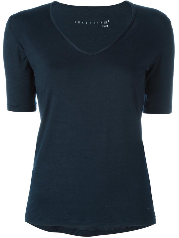 Incentive! Cashmere V-neck T-shirt, Women's, Size: Large, Blue, Spandex/elastane/micromodal
