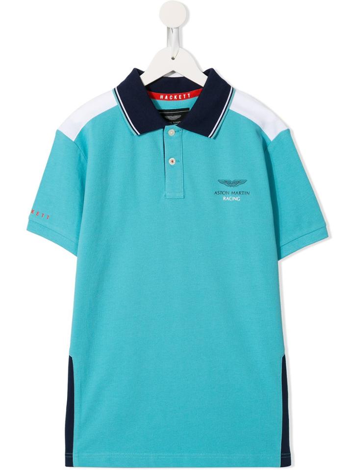 Hackett Kids Teen Logo Print Polo Shirt - Blue
