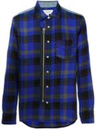 Coach Checked Zipped Jacket, Men's, Size: Large, Blue, Cotton/wool