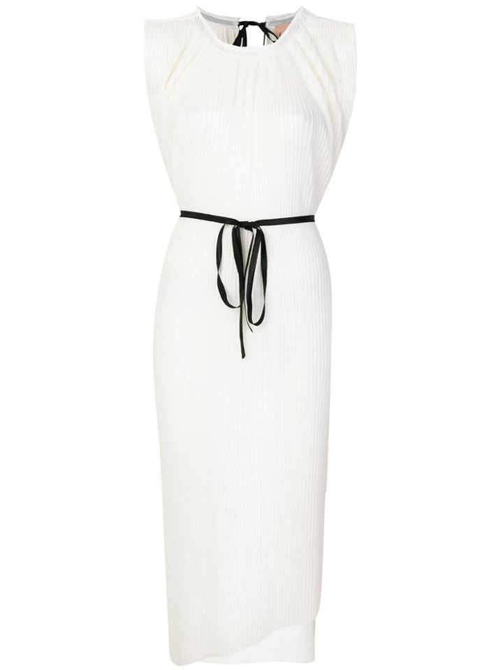Nude Sleeveless Lurex Dress - White