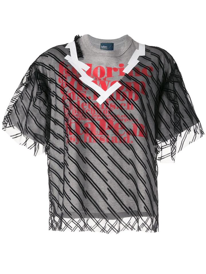 Kolor Tulle Layered T-shirt - B-light Gray