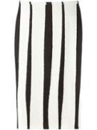 Rochas Striped Pencil Skirt, Women's, Size: 40, White, Virgin Wool/polyester/polyamide/silk