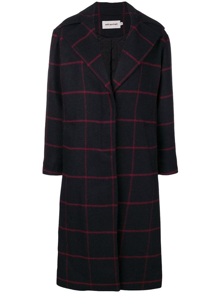 Self-portrait Single Breasted Coat - Blue