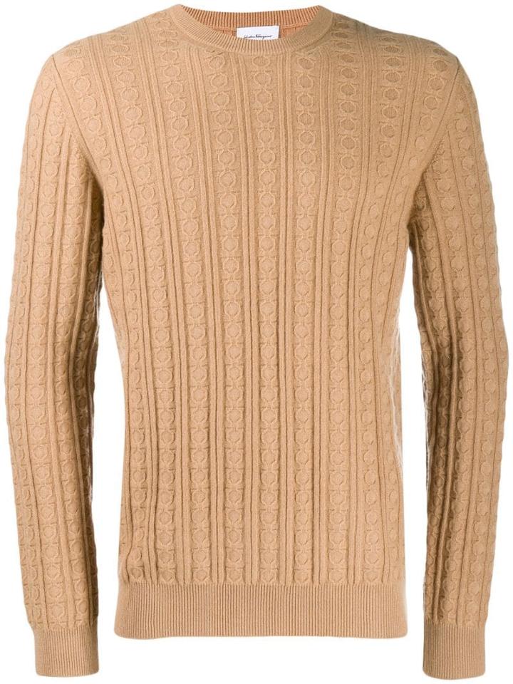 Salvatore Ferragamo Cable Knit Jumper - Neutrals