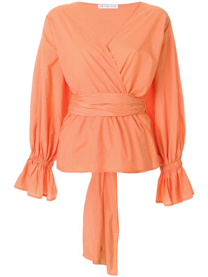 Rejina Pyo Wrap Long-sleeve Blouse - Yellow & Orange