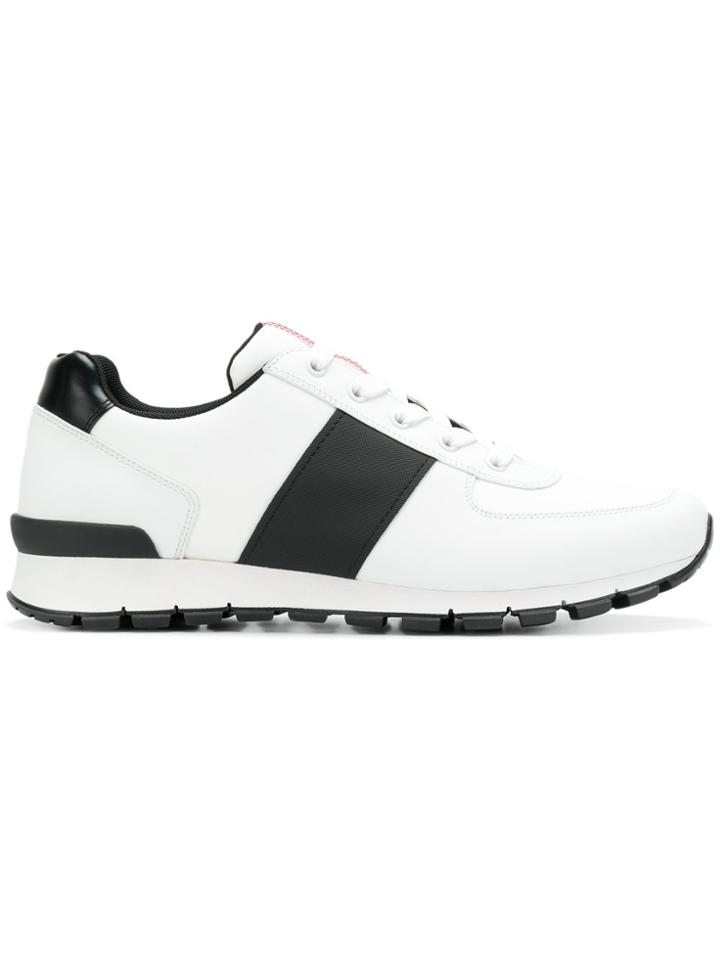 Prada Sporty Panelled Sneakers - White