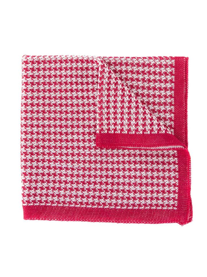 Canali Houndstooth Knitted Scarf - Red