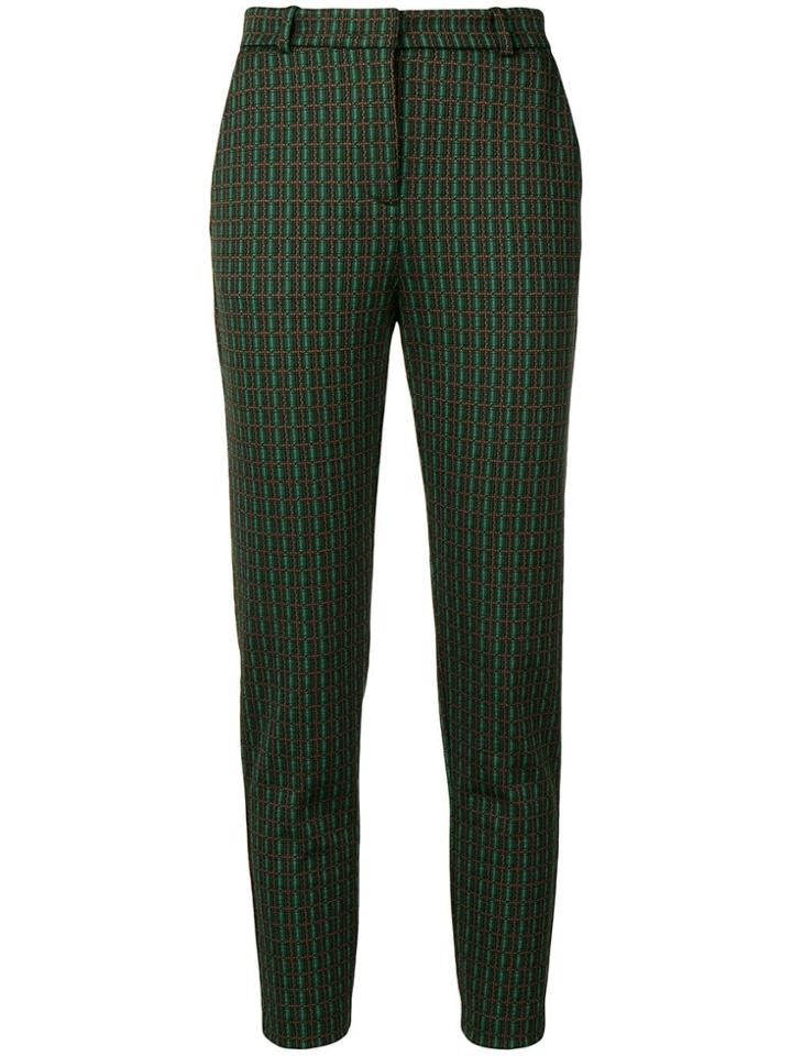 Pinko Cropped Jacquard Trousers - Green