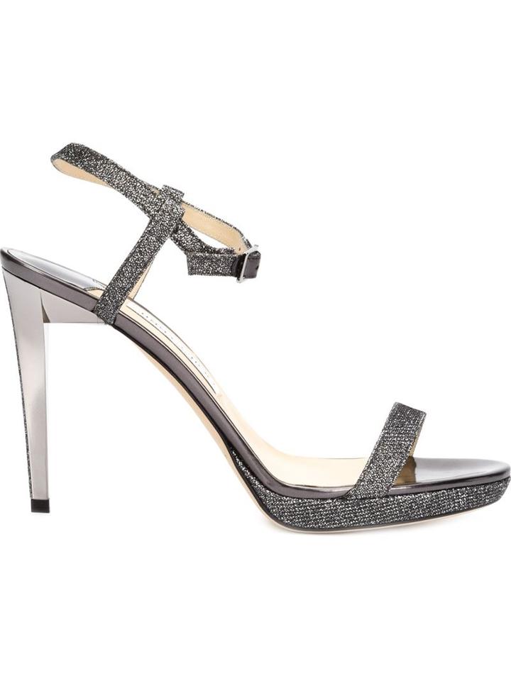 Jimmy Choo Claudette Sandals, Women's, Size: 37, Grey, Lurex/leather