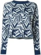 See By Chloé Geometric Intarsia Jumper, Women's, Size: Medium, Blue, Cotton/linen/flax