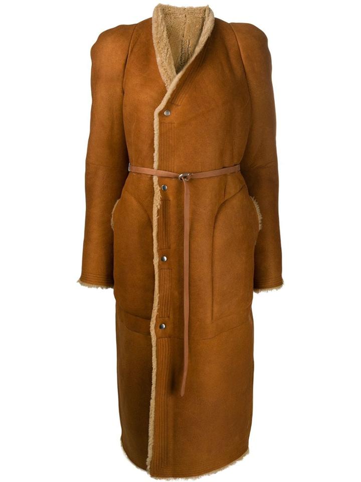 Rick Owens Belted Coat - Orange