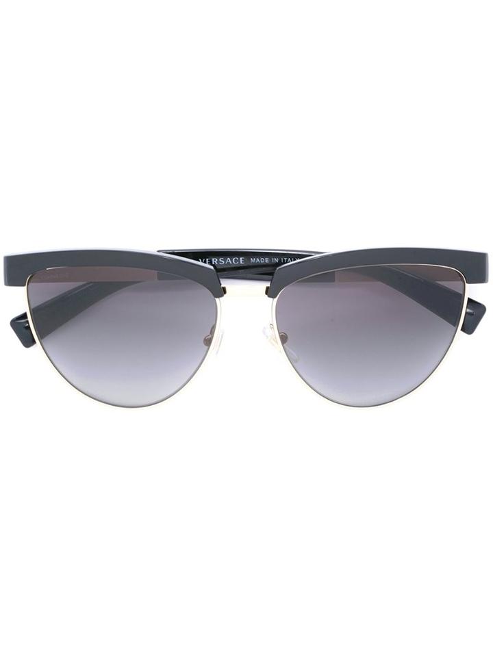Versace Cut-out Frame Sunglasses, Women's, Black, Acetate/metal