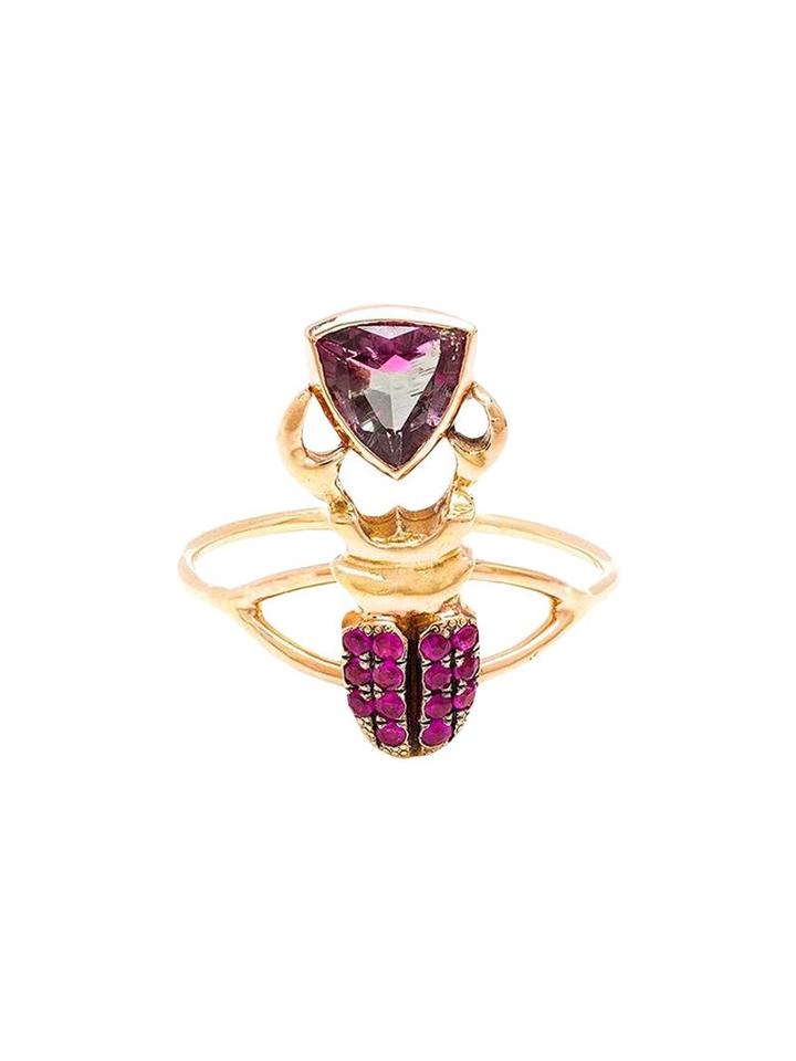 Daniela Villegas Kephri 18k Gold, Sapphire And Tourmaline Ring, Size: G, Pink/purple