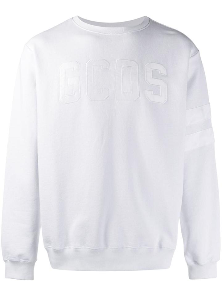 Gcds Logo Embroidered Sweatshirt - White