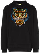 Kenzo Neon Tiger Embroidered Hooded Cotton Jumper - Black