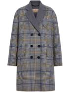 Burberry Double-faced Check Wool Cashmere Coat - Blue