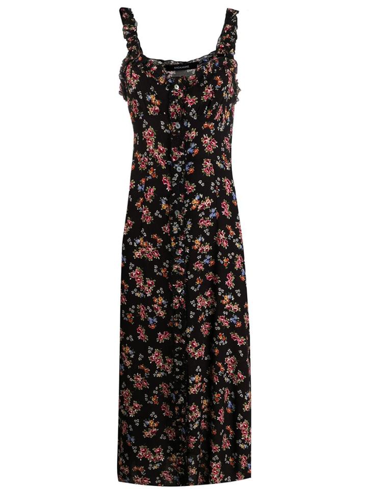 Andamane Floral Print Midi Dress - Black