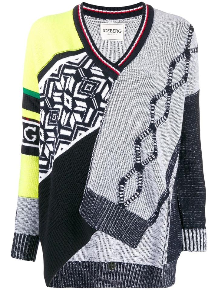 Iceberg Patchwork Asymmetric Jumper - Black