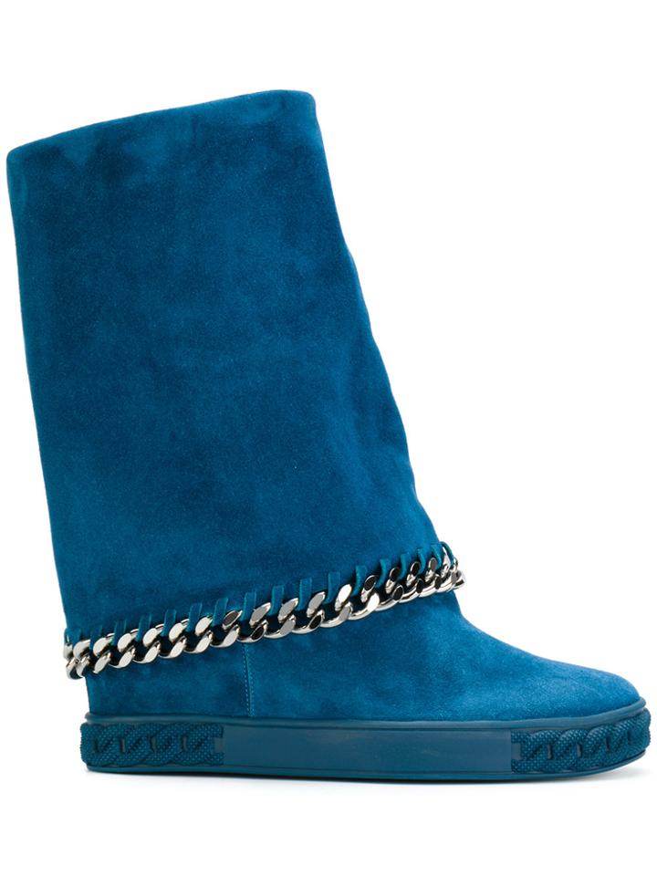 Casadei Concealed Platform Chain Boots - Blue