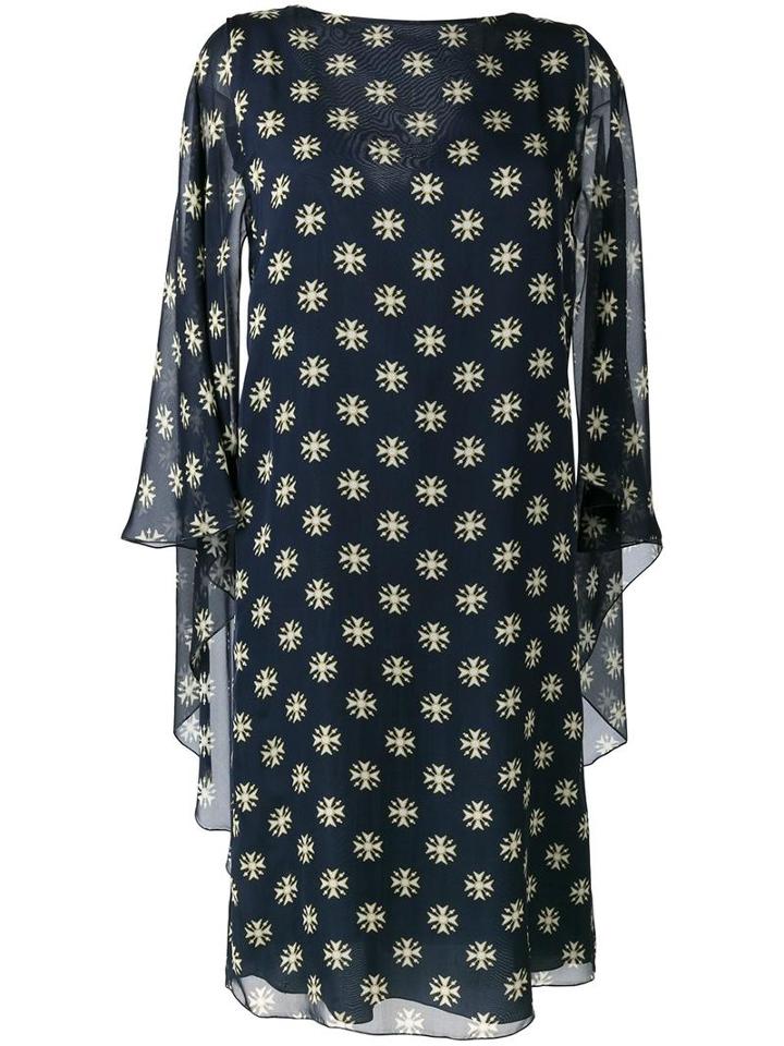 Alberta Ferretti Geometric Print Shift Dress, Women's, Size: 42, Blue, Silk/rayon