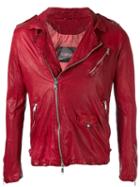 Giorgio Brato - Moto Jacket - Men - Cotton/leather/nylon - 50, Red, Cotton/leather/nylon