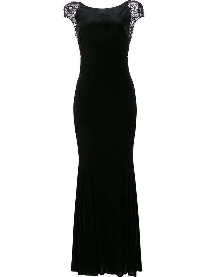 Badgley Mischka Open Back Fitted Dress, Women's, Size: 6, Black, Acetate