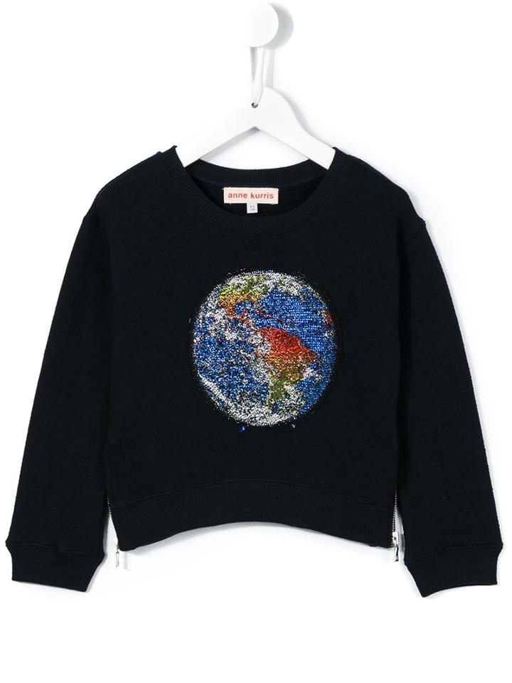 Anne Kurris 'zip' Earth Sweatshirt, Girl's, Size: 8 Yrs, Blue