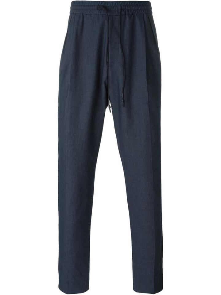 Juun.j Drawstring Trousers, Men's, Size: 48, Blue, Cotton/polyurethane/polyester/nylon