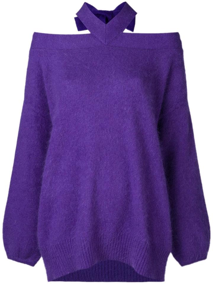 Semicouture Halterneck Off Shoulder Jumper - Purple