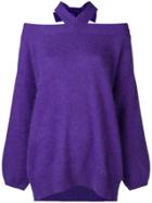 Semicouture Halterneck Off Shoulder Jumper - Purple