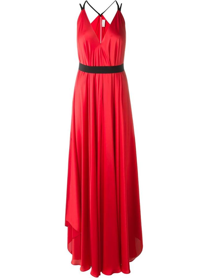 Maison Rabih Kayrouz Belted Full Length Dress, Women's, Size: 36, Red, Polyester