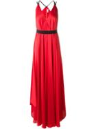 Maison Rabih Kayrouz Belted Full Length Dress, Women's, Size: 36, Red, Polyester