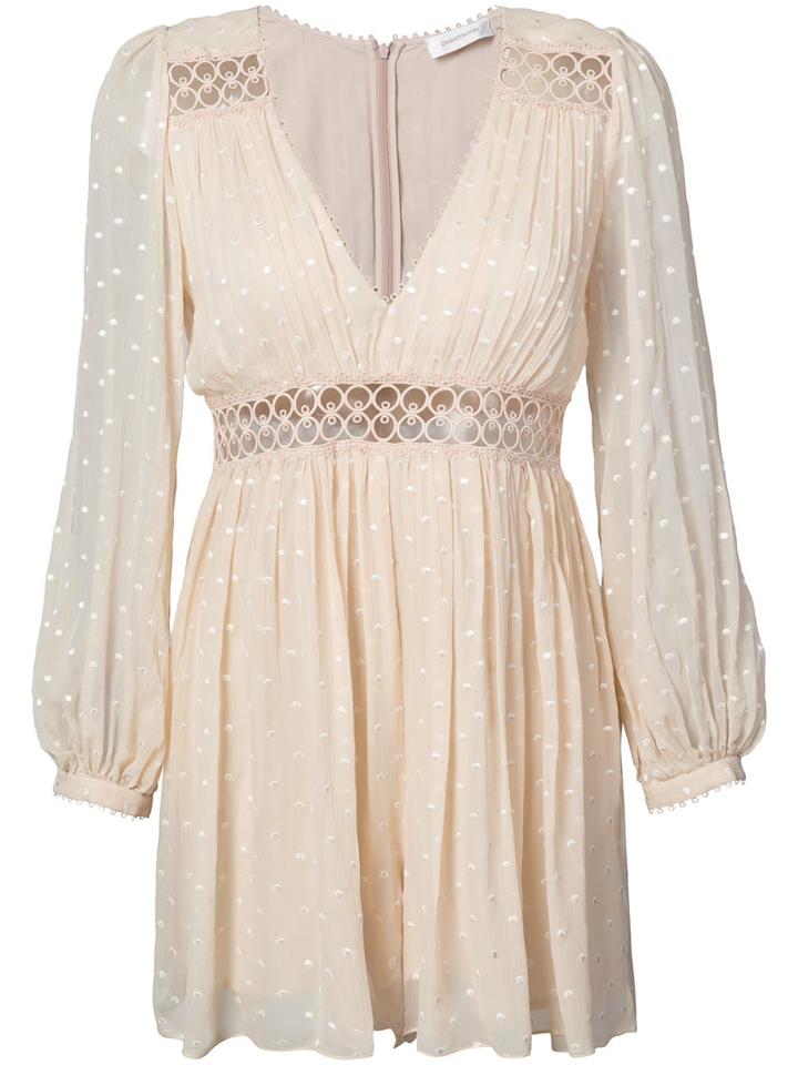 Zimmermann - Lattice Work Boho Playsuit - Women - Silk/polyester - 2, Nude/neutrals, Silk/polyester