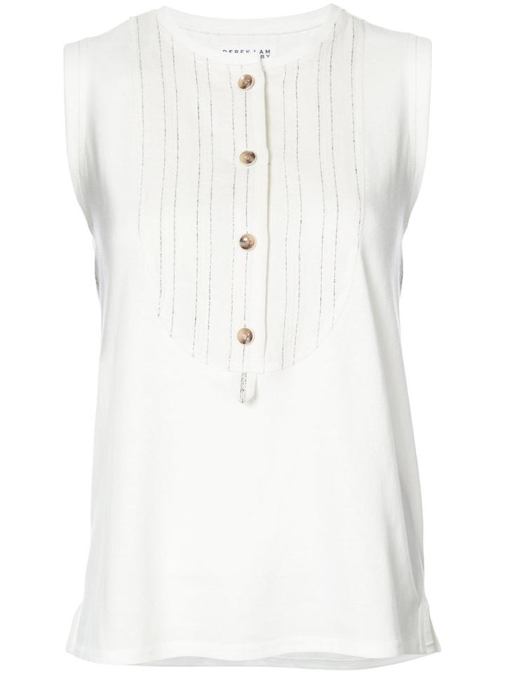 Derek Lam 10 Crosby - Front Placket Tank - Women - Cotton/linen/flax - L, White, Cotton/linen/flax