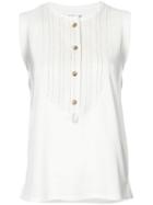 Derek Lam 10 Crosby - Front Placket Tank - Women - Cotton/linen/flax - L, White, Cotton/linen/flax