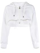 Fendi Logo Embroidered Cropped Hoodie - White