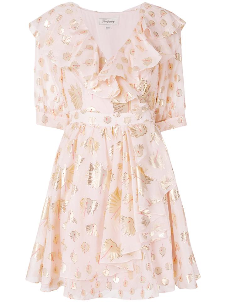 Temperley London Riviera Ruffle Wrap Dress - Pink & Purple